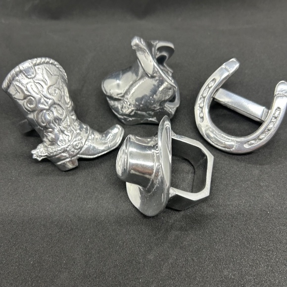 Arthur Court Designs aluminum western cowboy napkin rings set of 4 - Picture 1 of 16